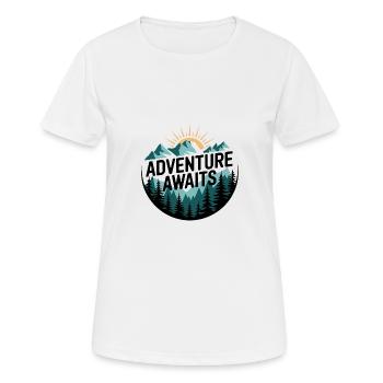 L’aventure vous attend – Panorama de montagne - T-shirt respirant Femme - blanc - Devant - AI Model Female 172 dark (172cm)