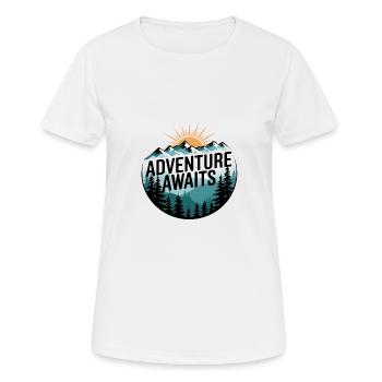 L’aventure vous attend – Panorama de montagne - T-shirt respirant Femme - blanc - Devant - AI Model Female 172 dark (172cm)