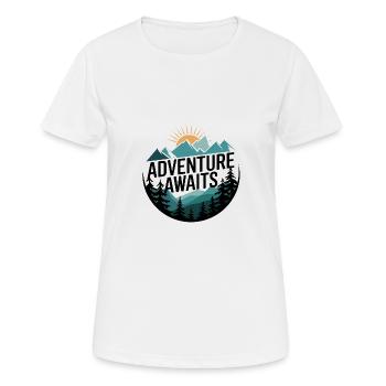 L’aventure vous attend – Panorama de montagne - T-shirt respirant Femme - blanc - Devant - AI Model Female 172 dark (172cm)