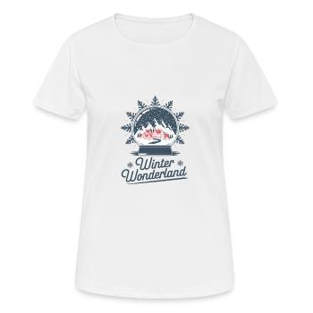 Winterwunderland – Schneekugel mit Dorf - Frauen T-Shirt atmungsaktiv - Weiß - Vorne - AI Model Female 172 dark (172cm)