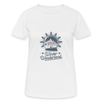 Winterwunderland – Schneekugel mit Dorf - Frauen T-Shirt atmungsaktiv - Weiß - Vorne - AI Model Female 172 dark (172cm)