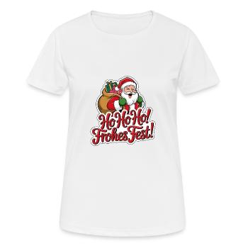 Weihnachtsmann – Ho Ho Ho! Frohes Fest - Frauen T-Shirt atmungsaktiv - Weiß - Vorne - AI Model Female 172 dark (172cm)
