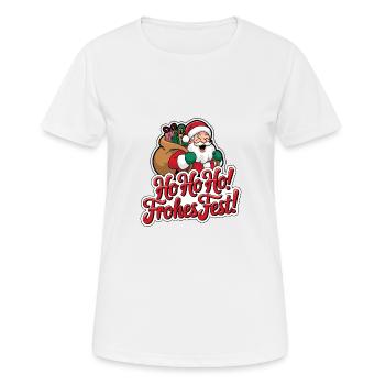 Weihnachtsmann – Ho Ho Ho! Frohes Fest - Frauen T-Shirt atmungsaktiv - Weiß - Vorne - AI Model Female 172 dark (172cm)