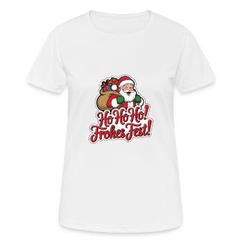 Weihnachtsmann – Ho Ho Ho! Frohes Fest - Frauen T-Shirt atmungsaktiv - Weiß - Vorne - AI Model Female 172 dark (172cm)