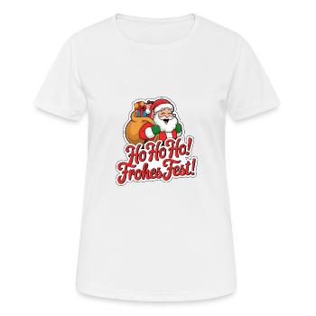 Weihnachtsmann – Ho Ho Ho! Frohes Fest - Frauen T-Shirt atmungsaktiv - Weiß - Vorne - AI Model Female 172 dark (172cm)