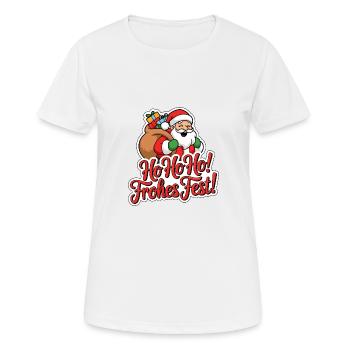 Weihnachtsmann – Ho Ho Ho! Frohes Fest - Frauen T-Shirt atmungsaktiv - Weiß - Vorne - AI Model Female 172 dark (172cm)