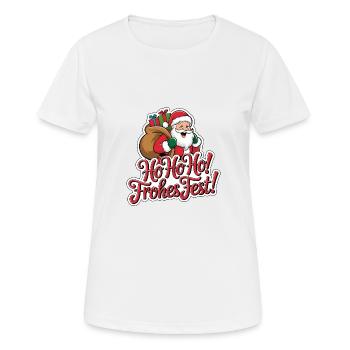 Weihnachtsmann – Ho Ho Ho! Frohes Fest - Frauen T-Shirt atmungsaktiv - Weiß - Vorne - AI Model Female 172 dark (172cm)