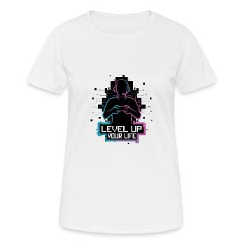 Level Up Your Life – Gamer-Silhouette - Frauen T-Shirt atmungsaktiv - Weiß - Vorne - AI Model Female 172 dark (172cm)