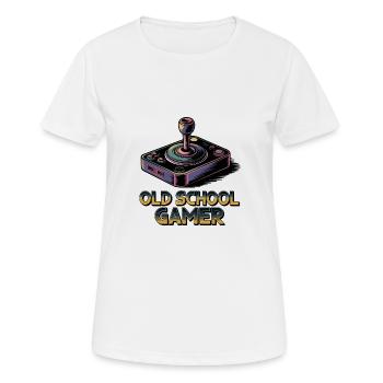 Old School Gamer – Joystick rétro - T-shirt respirant Femme - blanc - Devant - AI Model Female 172 dark (172cm)