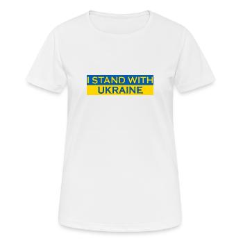 I Stand With Ukraine War Russia Peace Saying - Women's Breathable T-Shirt - white - Front - AI Model Female 172 dark (172cm)