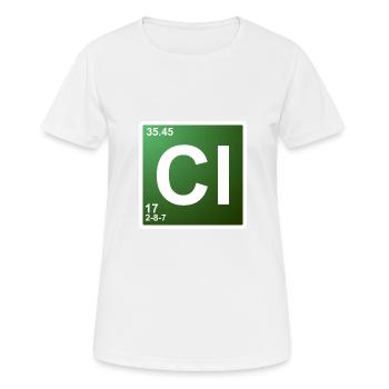 Cl - Chlor - Chemie Element 17 - Frauen T-Shirt atmungsaktiv - Weiß - Vorne - AI Model Female 172 dark (172cm)