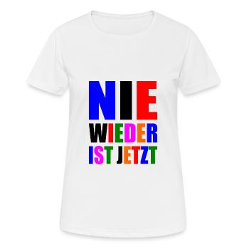 Nie wieder ist jetzt - Frauen T-Shirt atmungsaktiv - Weiß - Vorne - AI Model Female 172 dark (172cm)