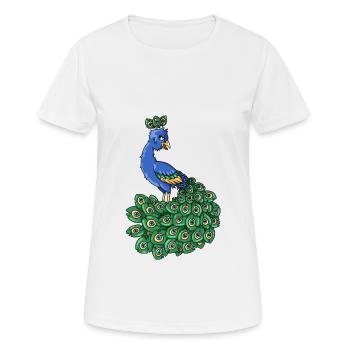 Pretty Peacock Blue Bird Animal Cartoon - Women's Breathable T-Shirt - white - Front - AI Model Female 172 dark (172cm)
