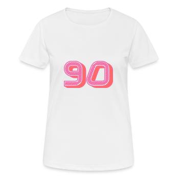 90. 90 JAHRE. 90. JAHRESTAG. 90-JÄHRIGES JUBILÄUM. - Frauen T-Shirt atmungsaktiv - Weiß - Vorne - AI Model Female 172 dark (172cm)