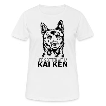 Kai Ken life is better Dogs Dog Wilsigns - Women's Breathable T-Shirt - white - Front - AI Model Female 172 dark (172cm)