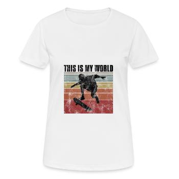 This is My world Skateboard Skateboarder Skate - T-shirt respirant Femme - blanc - Devant - AI Model Female 172 dark (172cm)