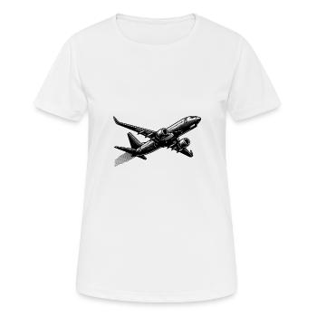 Jet Flugzeug auf Reiseflughöhe - Frauen T-Shirt atmungsaktiv - Weiß - Vorne - AI Model Female 172 dark (172cm)
