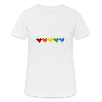 Farbige Herzen - Frauen T-Shirt atmungsaktiv - Weiß - Vorne - AI Model Female 172 dark (172cm)