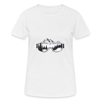 Skibrille Berge - Frauen T-Shirt atmungsaktiv - Weiß - Vorne - AI Model Female 172 dark (172cm)