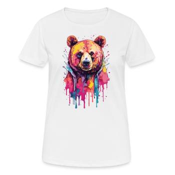 Björn Cool coloré en aquarelles. Illustration - T-shirt respirant Femme - blanc - Devant - AI Model Female 172 dark (172cm)