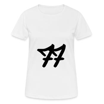 Nummer 77 - Frauen T-Shirt atmungsaktiv - Weiß - Vorne - AI Model Female 172 dark (172cm)