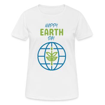 Happy Earth Day Grafik Pflanze Weltkugel Natur - Frauen T-Shirt atmungsaktiv - Weiß - Vorne - AI Model Female 172 dark (172cm)
