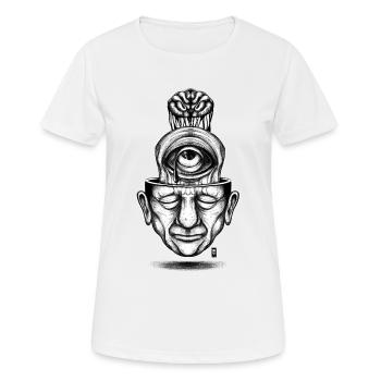 Wo sind meine Gedanken - Frauen T-Shirt atmungsaktiv - Weiß - Vorne - AI Model Female 172 dark (172cm)
