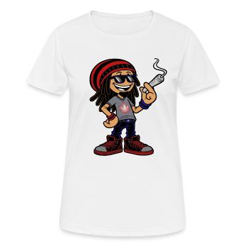 Dreadlock Smoker - Stoned man - High & Happy - Frauen T-Shirt atmungsaktiv - Weiß - Vorne - AI Model Female 172 dark (172cm)