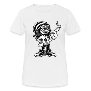 Dreadlock Smoker - Stoned man - High & Happy - Frauen T-Shirt atmungsaktiv - Weiß - Vorne - AI Model Female 172 dark (172cm)