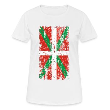 Drapeau Pays Basque usé. Ikurriña. - T-shirt respirant Femme - blanc - Devant - AI Model Female 172 dark (172cm)