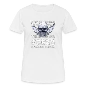 9 voix sur 10 dans ma tête - crâne - T-shirt respirant Femme - blanc - Devant - AI Model Female 172 dark (172cm)