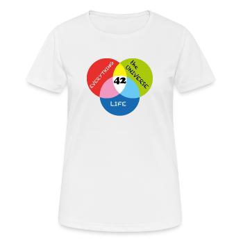 Life Universe Everything 42 Answer - Women's Breathable T-Shirt - white - Front - AI Model Female 172 dark (172cm)