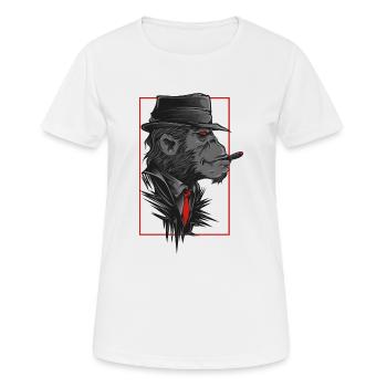 Singe Avec chapeau et cravatte - T-shirt respirant Femme - blanc - Devant - AI Model Female 172 dark (172cm)