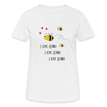 Bienen mit Herz - I love honey schwarz - Frauen T-Shirt atmungsaktiv - Weiß - Vorne - AI Model Female 172 dark (172cm)