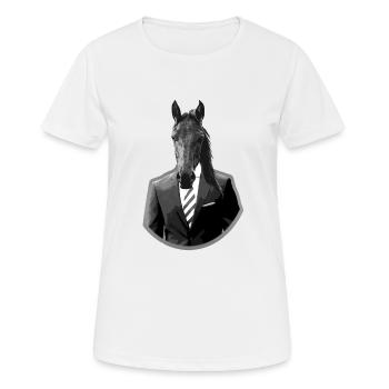 Pferd im Anzug - Frauen T-Shirt atmungsaktiv - Weiß - Vorne - AI Model Female 172 dark (172cm)