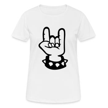 signe cornu metal fork rock hand sign devil hard - T-shirt respirant Femme - blanc - Devant - AI Model Female 172 dark (172cm)