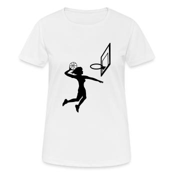 dunking basketball dunk woman female girl coo - Women's Breathable T-Shirt - white - Front - AI Model Female 172 dark (172cm)