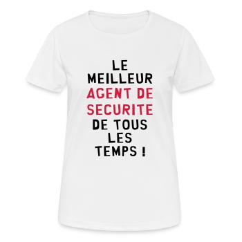 Agent de Sécurité / Surveillance / Vigile / Chien - T-shirt respirant Femme - blanc - Devant - AI Model Female 172 dark (172cm)