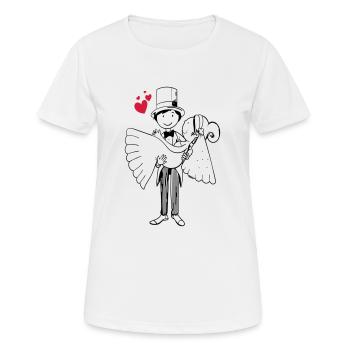 Dessin animé mariée coeur marié mariée marié mariage mariage - T-shirt respirant Femme - blanc - Devant - AI Model Female 172 dark (172cm)