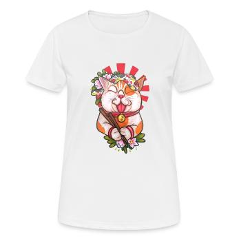 chat gourmand - T-shirt respirant Femme - blanc - Devant - AI Model Female 172 dark (172cm)