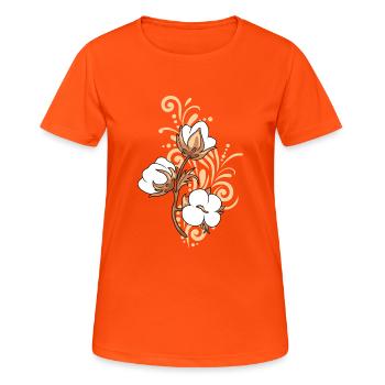 Élément vintage ornemental avec coton fleurissant - T-shirt respirant Femme - orange néon - Devant - AI Model Female 172 dark (172cm)