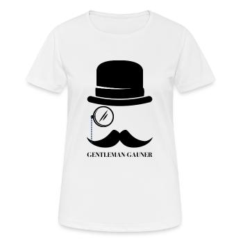 Gentleman escroc avec chapeau haut de forme et monocle - T-shirt respirant Femme - blanc - Devant - AI Model Female 172 dark (172cm)