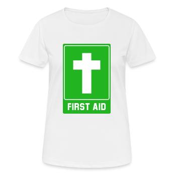 Kreuz First aid - Frauen T-Shirt atmungsaktiv - Weiß - Vorne - AI Model Female 172 dark (172cm)