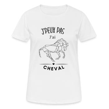 J'peux pas j'ai cheval - T-shirt respirant Femme - blanc - Devant - AI Model Female 172 dark (172cm)