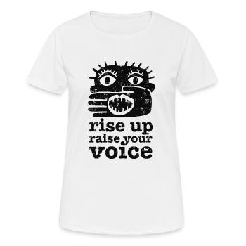 Rise Up - Frauen T-Shirt atmungsaktiv - Weiß - Vorne - AI Model Female 172 dark (172cm)