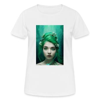 Meerjungfrau mit korallemgrünen Haar - Frauen T-Shirt atmungsaktiv - Weiß - Vorne - AI Model Female 172 dark (172cm)