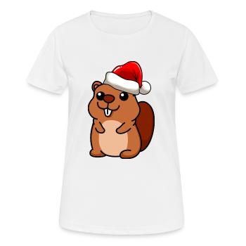 Beaver Comic Christmas - Women's Breathable T-Shirt - white - Front - AI Model Female 172 dark (172cm)