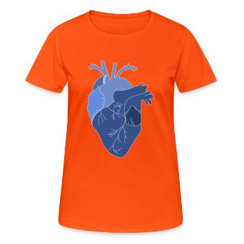 anatomisches Herz, Outline weiß - Frauen T-Shirt atmungsaktiv - Neonorange - Vorne - AI Model Female 172 dark (172cm)