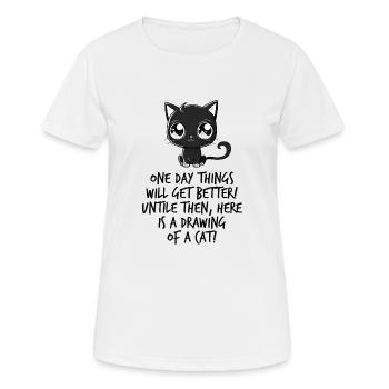Schwarze Katze Spruch Kinder Comic Katzen Fan - Frauen T-Shirt atmungsaktiv - Weiß - Vorne - AI Model Female 172 dark (172cm)