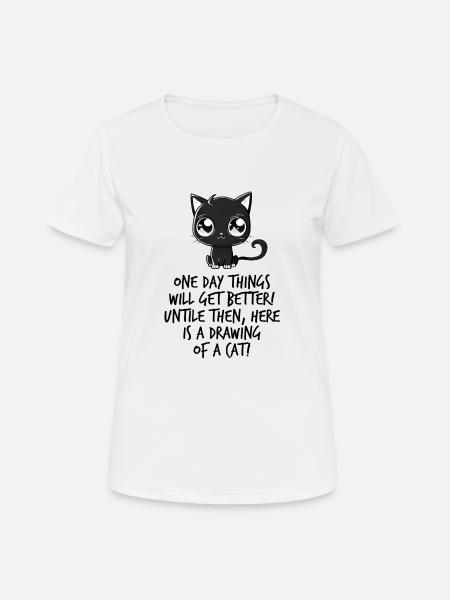 Black Cat Saying Kids Comic Cats Fan - Women's Breathable T-Shirt - white